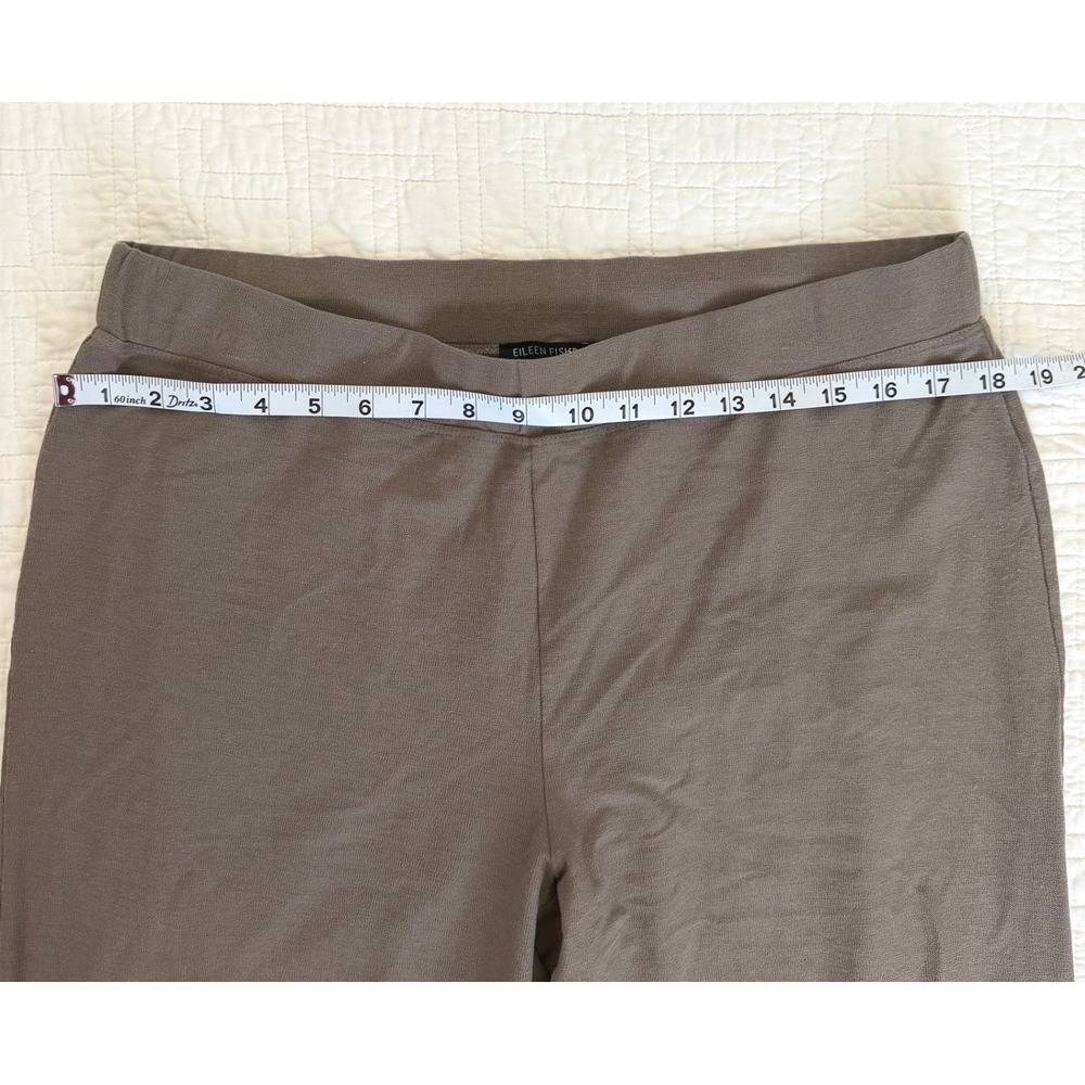 Eileen Fisher Washable Stretch Crepe Ankle Pants Bark Brown Large L Slim Tapered - Picture 4 of 7